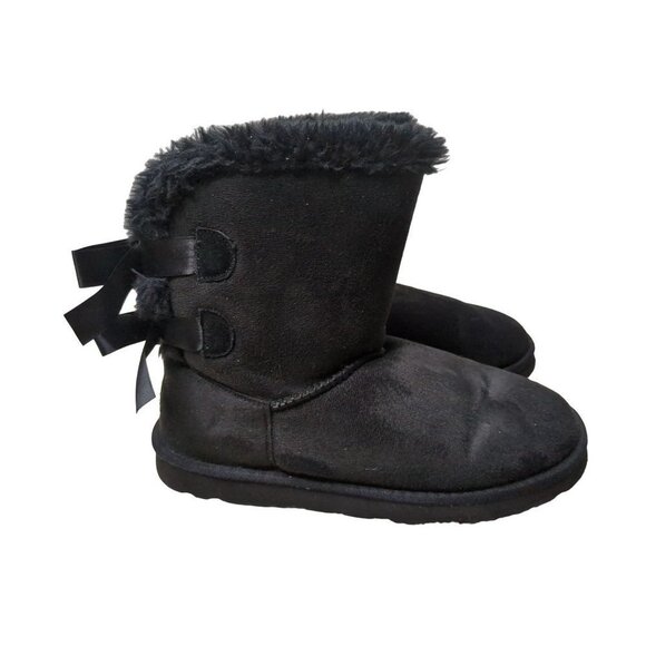 UGG Boots Womens 8 Bailey Bow II Black Suede Pull On Style TX2954 - Picture 4 of 10